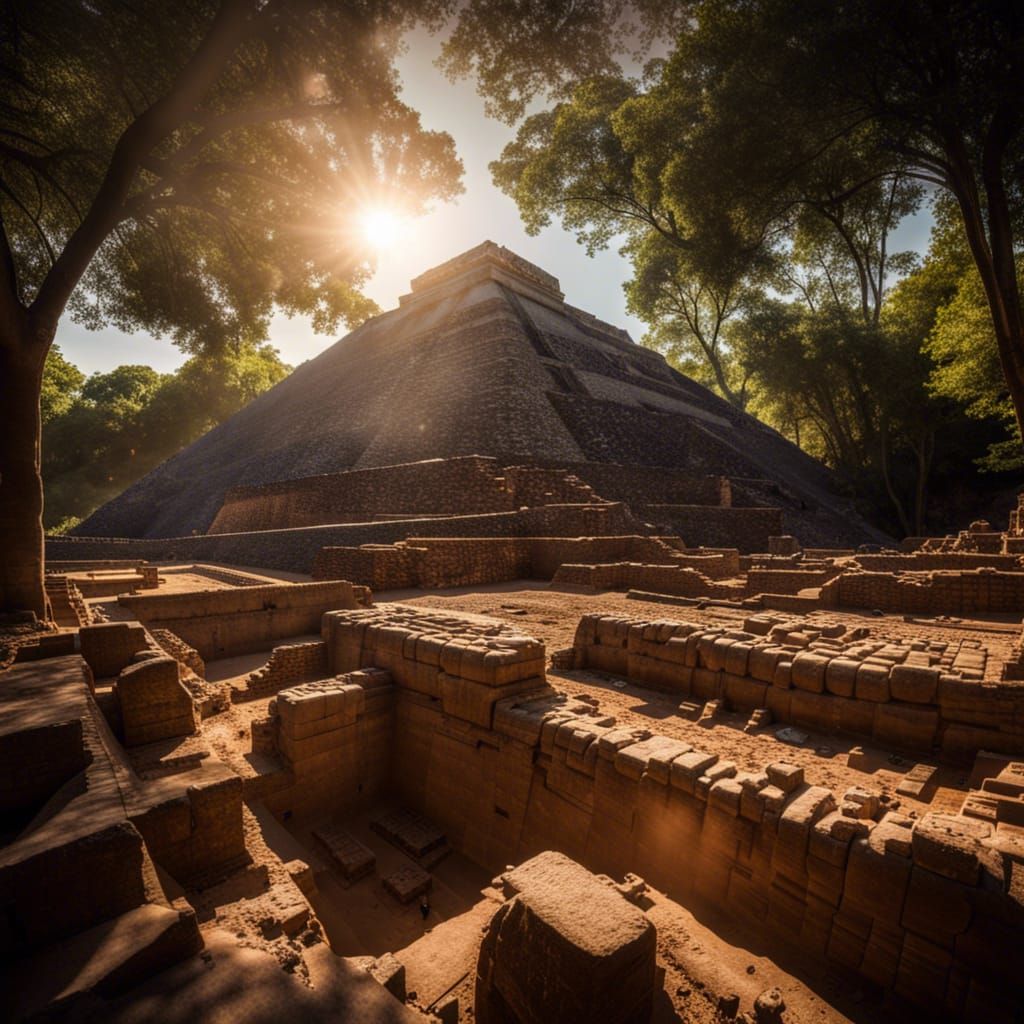 Mexican Pyramid Excavation Site in Natural Light