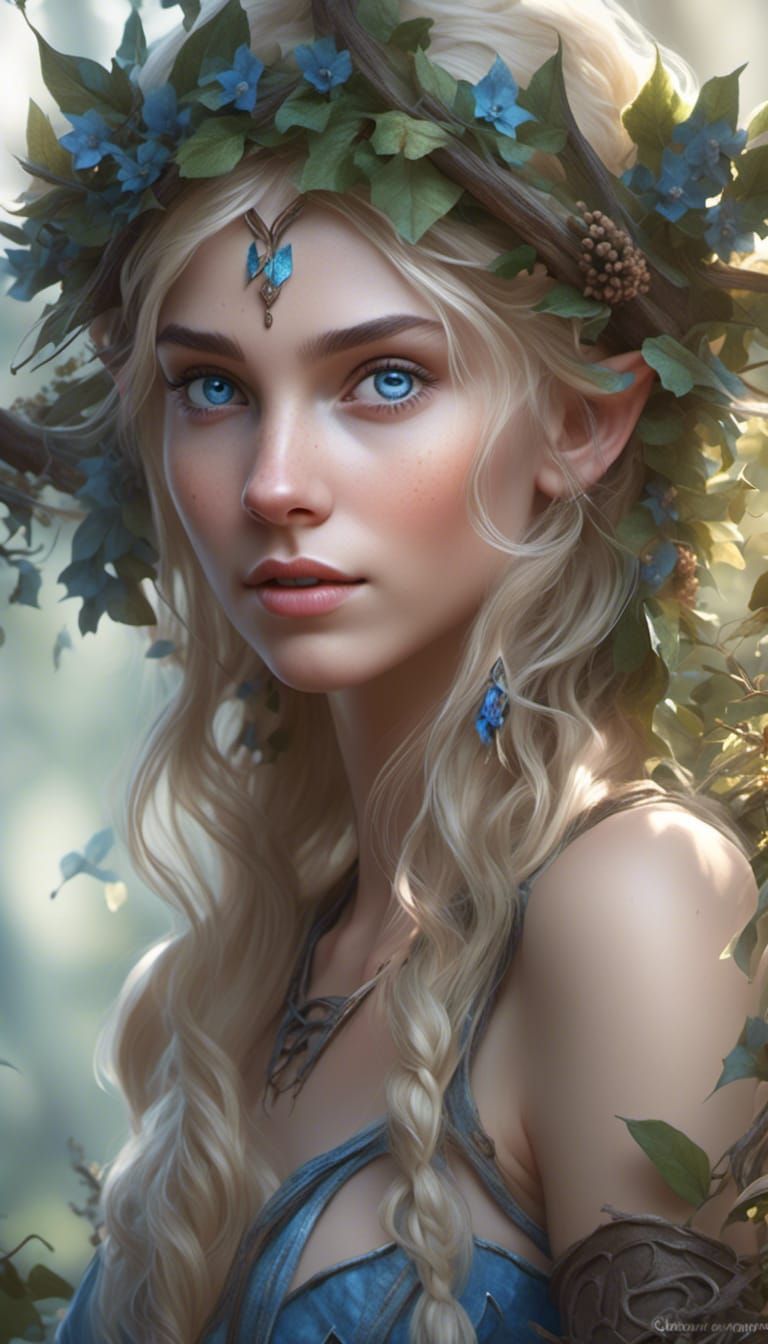 Hyperrealistic Portrait of a Young Elf Woman