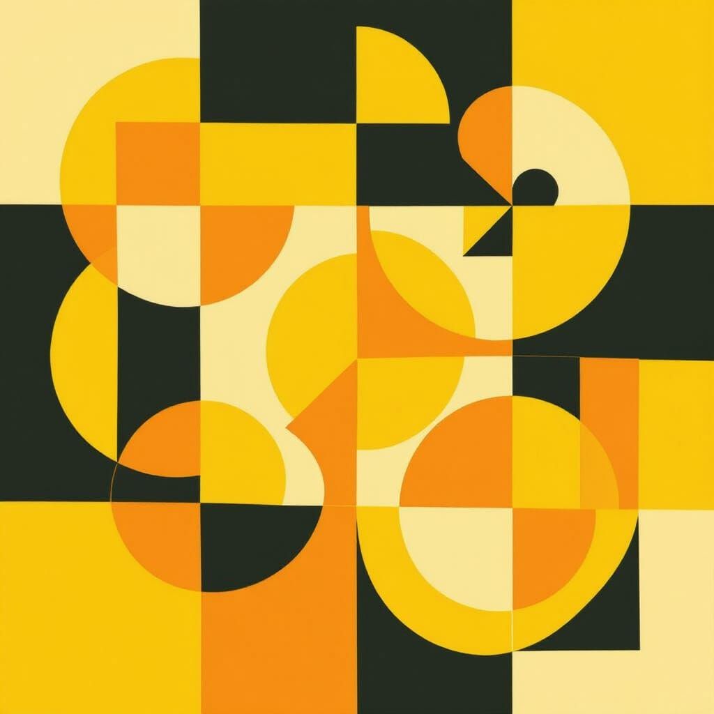 Vibrant Yellow Geometric Abstract Composition