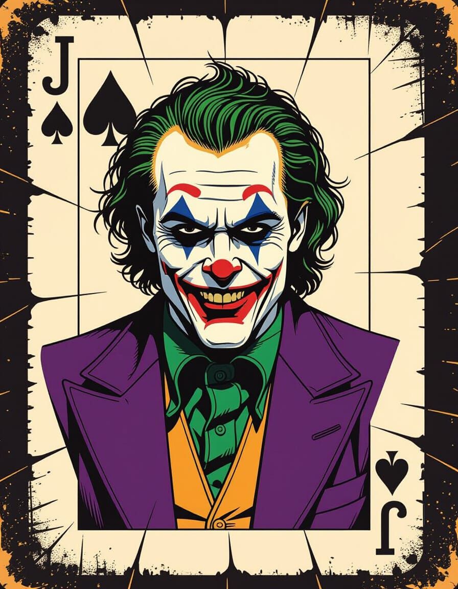 Jack Nicholson Joker Playing Card in Comic Art Style