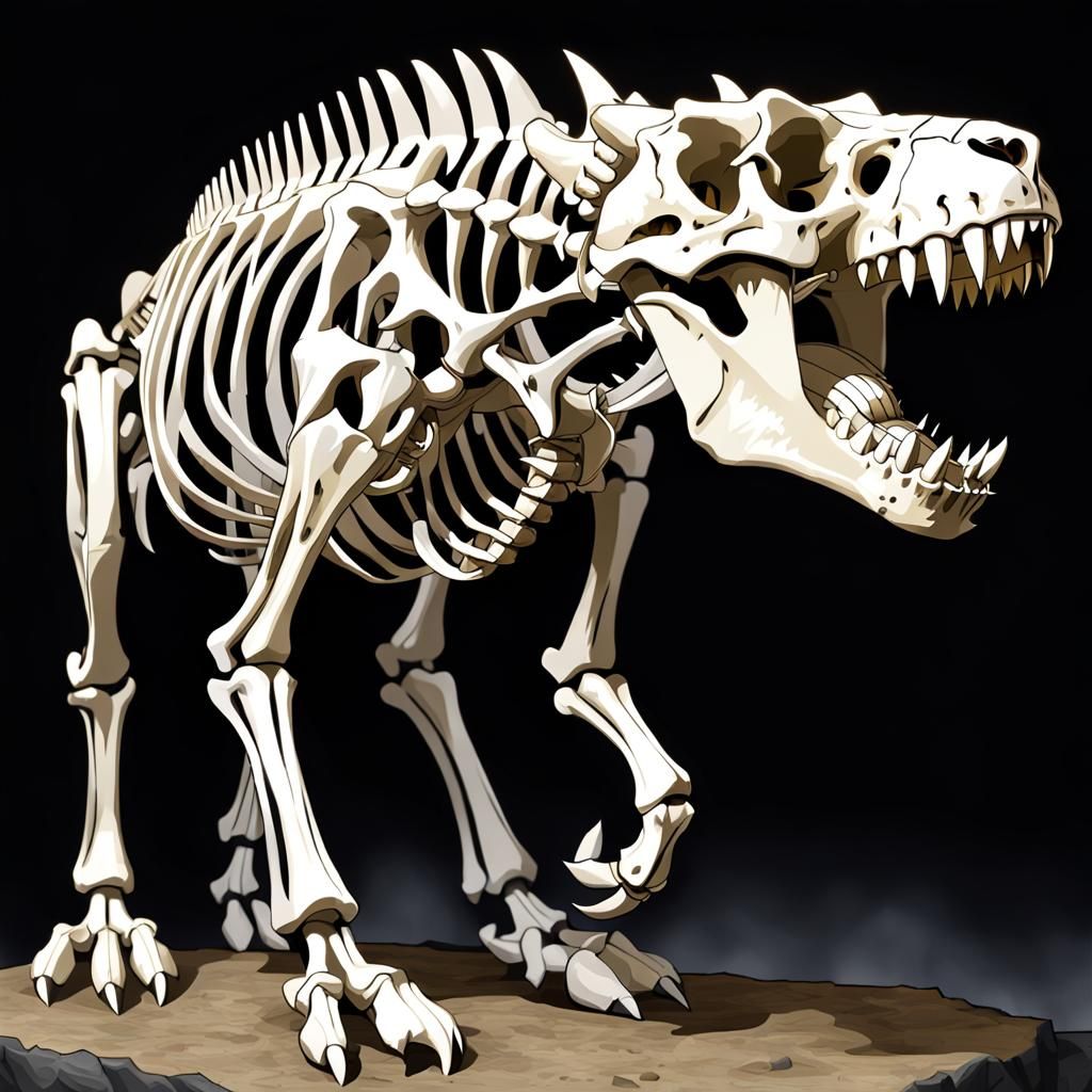 Animated Saber-Tooth Tiger Skeleton with Backspike Detail