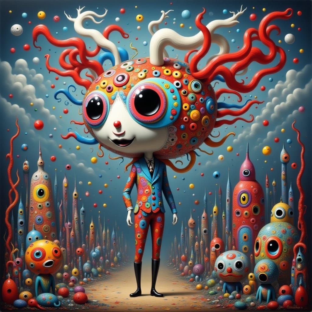 Surreal Creature in a Colorful Misted Town