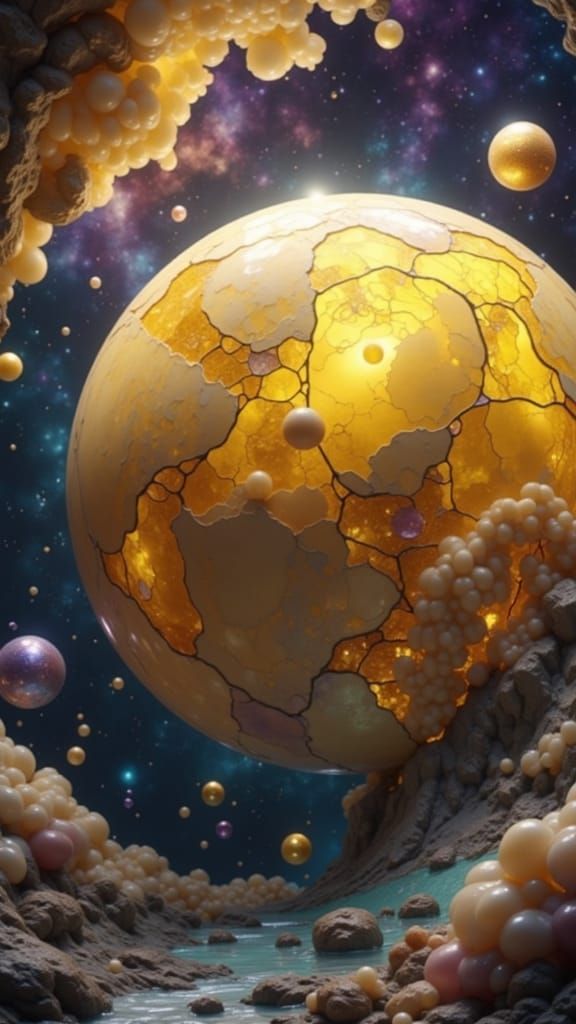 Cosmic Stained Glass Planet Sci Fi Art