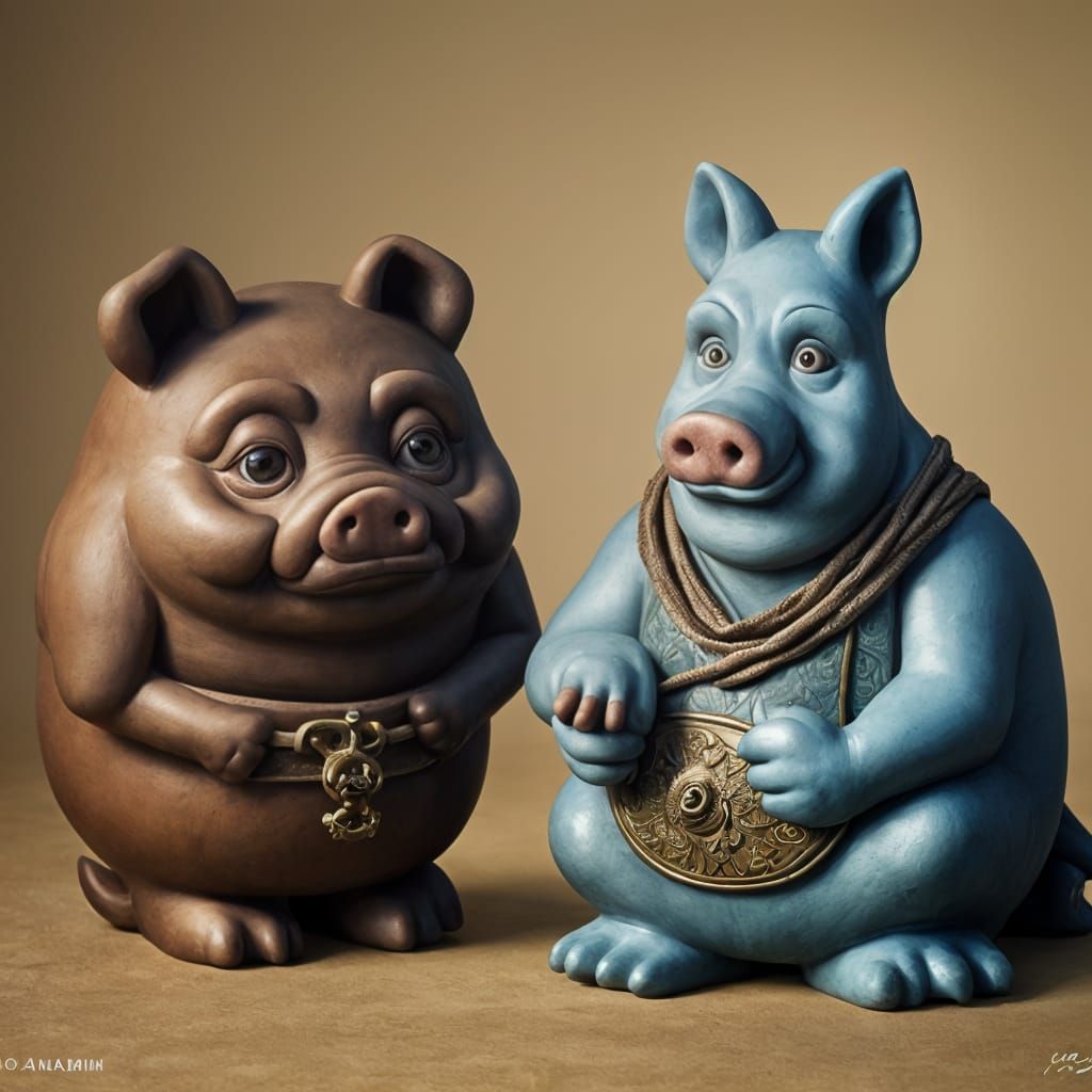 Mini Pig Contemplates Existence in Whimsical Fantasy Realm