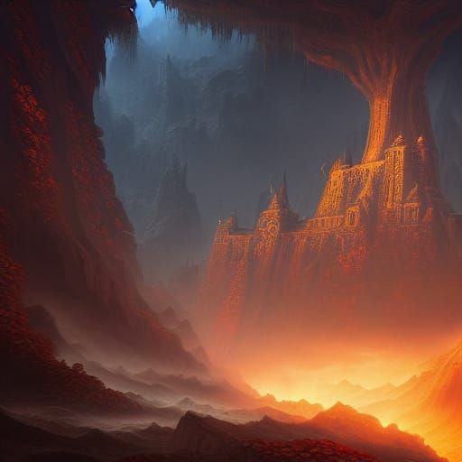 Fantastical Optical Illusion in Detailed Matte Painting