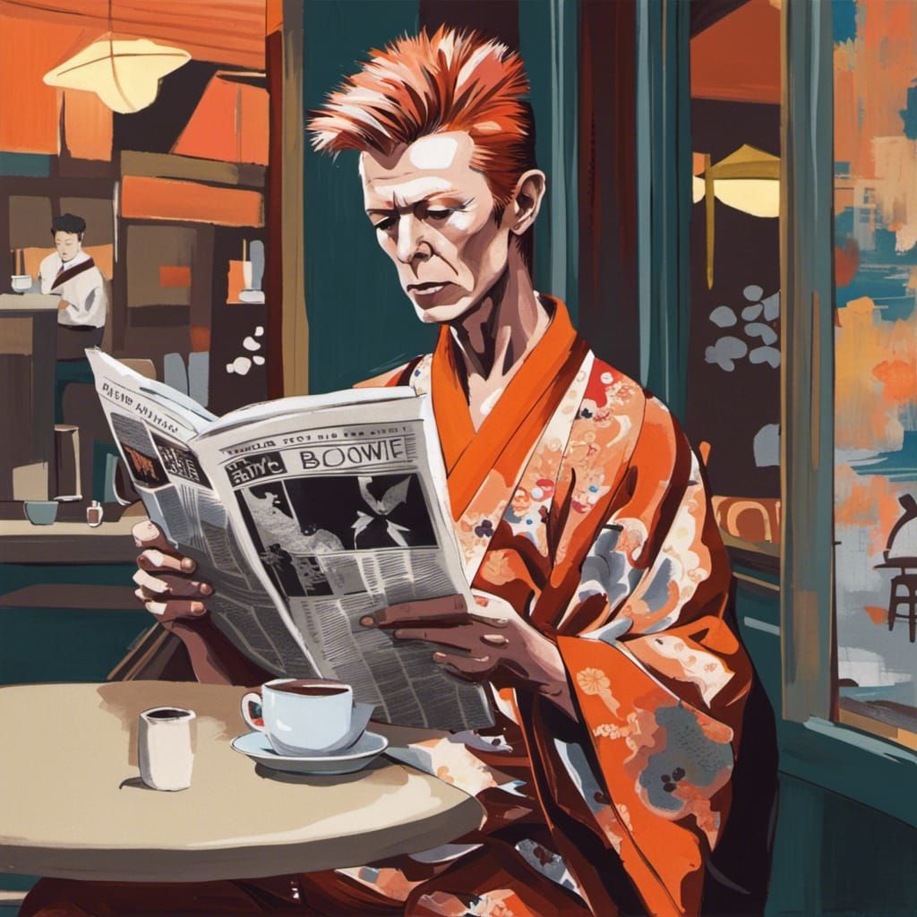 David Bowie as Kitsune at Cafe, Abstract Art