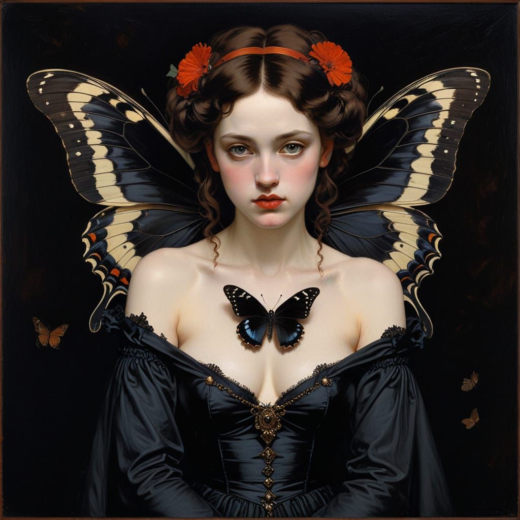 Gothic Butterfly in Academic Art Style