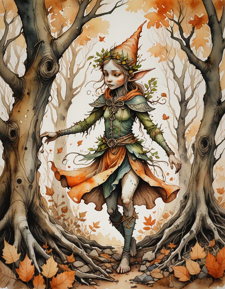 Whimsical Forest Sprite in Watercolour