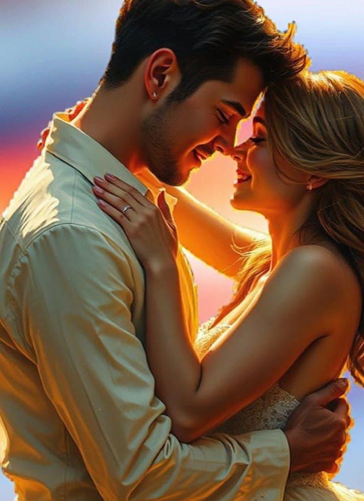 Romantic Couple Portrait in Figurative Style