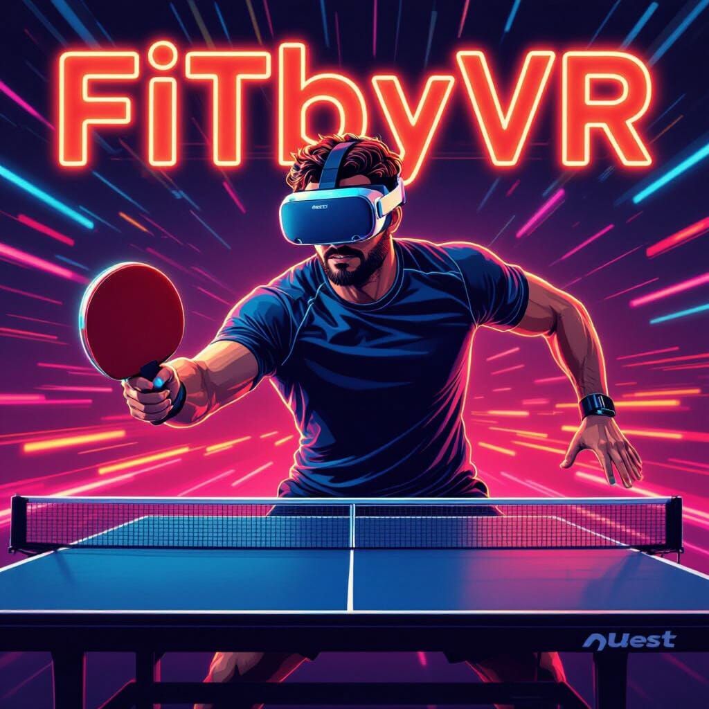 Neon VR Table Tennis Player in Cyberpunk Style