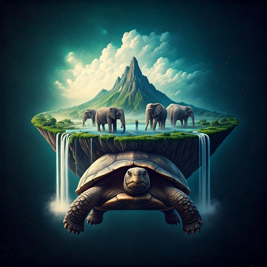 Celestial Turtle Supports Discworld in Space, Digital Art
