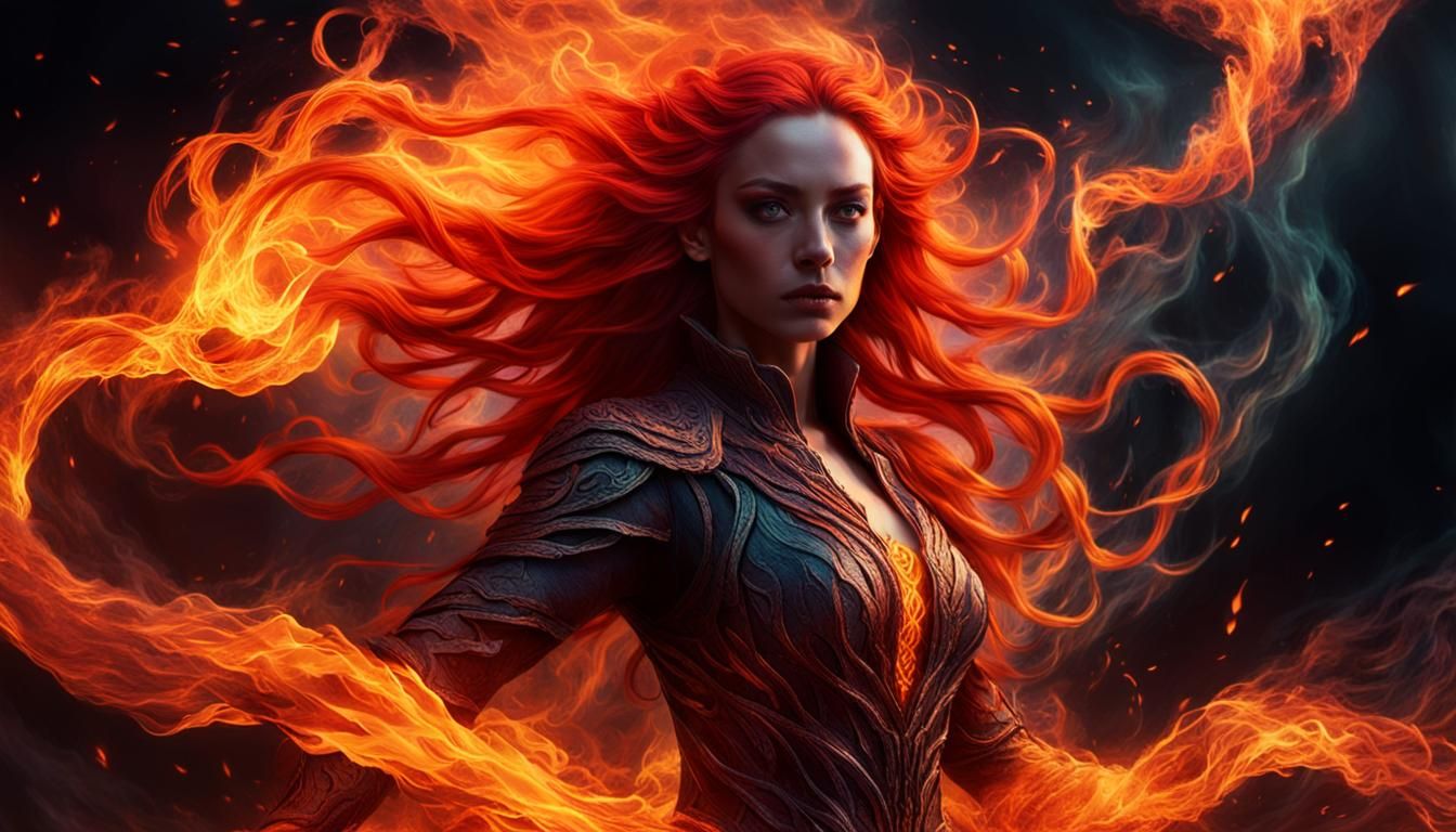 Fiery Aura: A Cinematic Portrait of Transformation