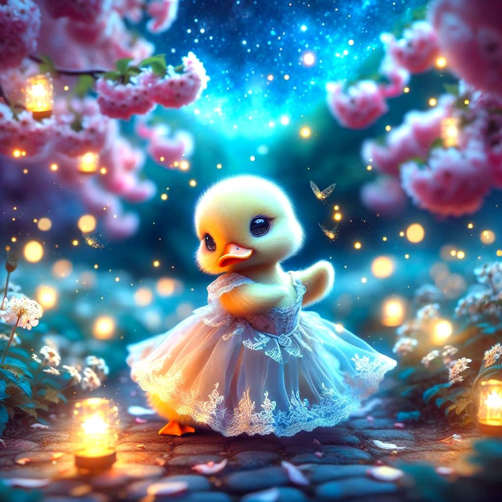 Chibi Duckling's Waltz in a Starry Garden