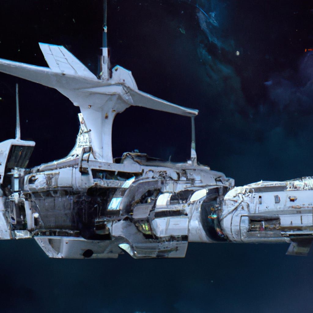 Futuristic Sci-Fi Battleship in Deep Space