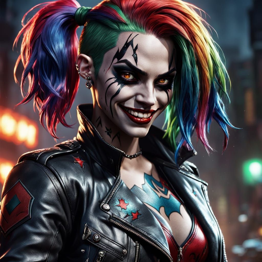 Evil Elf with Harley Quinn Look in Comic Style