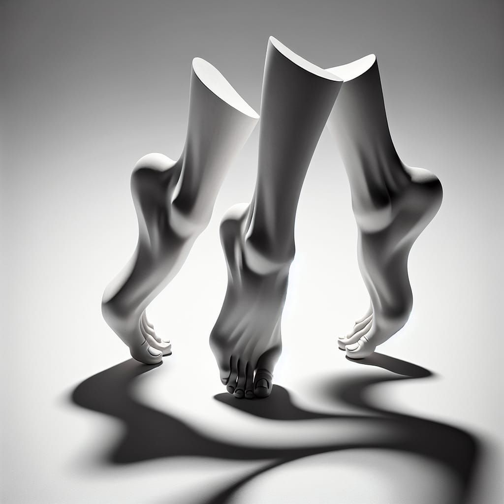Optical Illusion of Dancing Feet in Surreal Minimalism