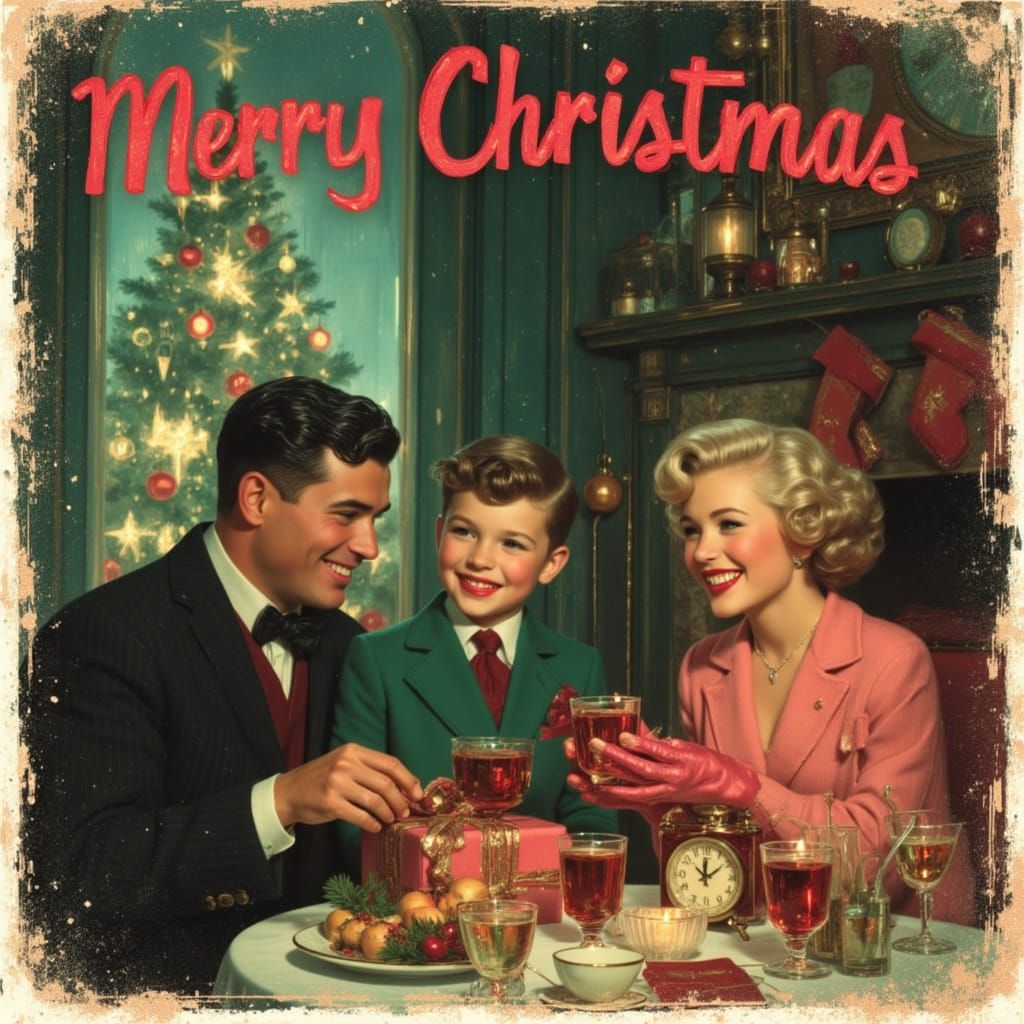 Retro 1950s Christmas Movie Poster Art