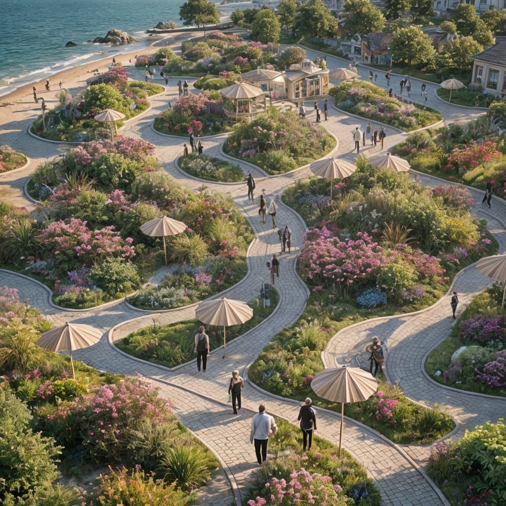 Coastal Promenade: 3D Polymer Clay Art