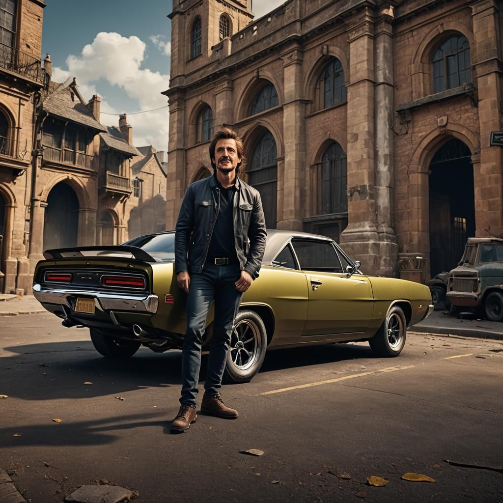 Richard Hammond and Dodge Charger: Matte Painting