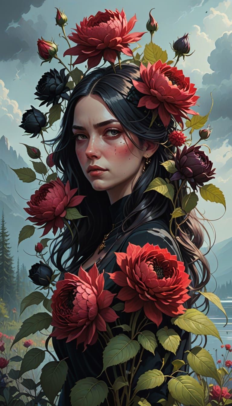 Ethereal Floral Wreath in Deep, Rich Colors