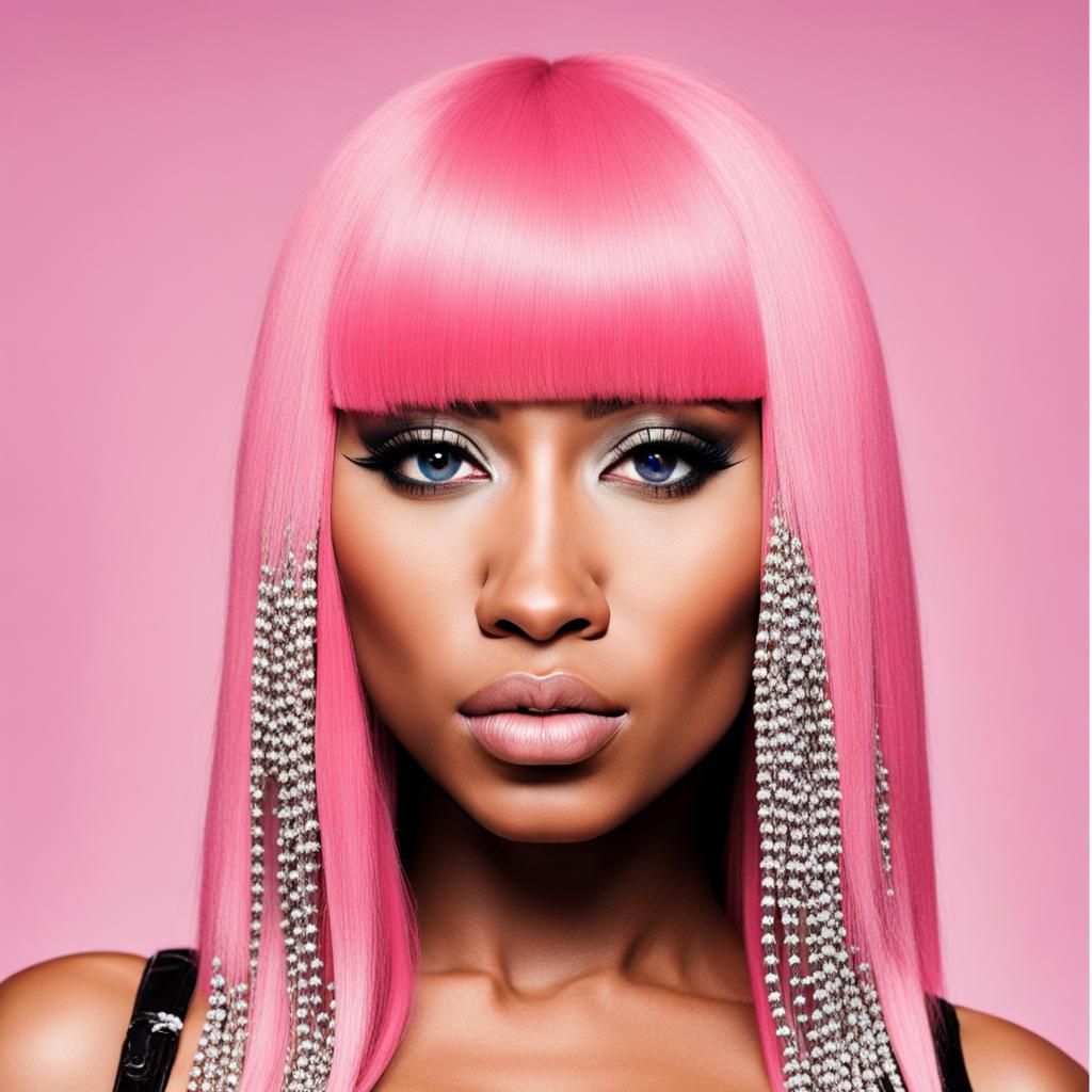 Portrait of a Woman with Pink Hair