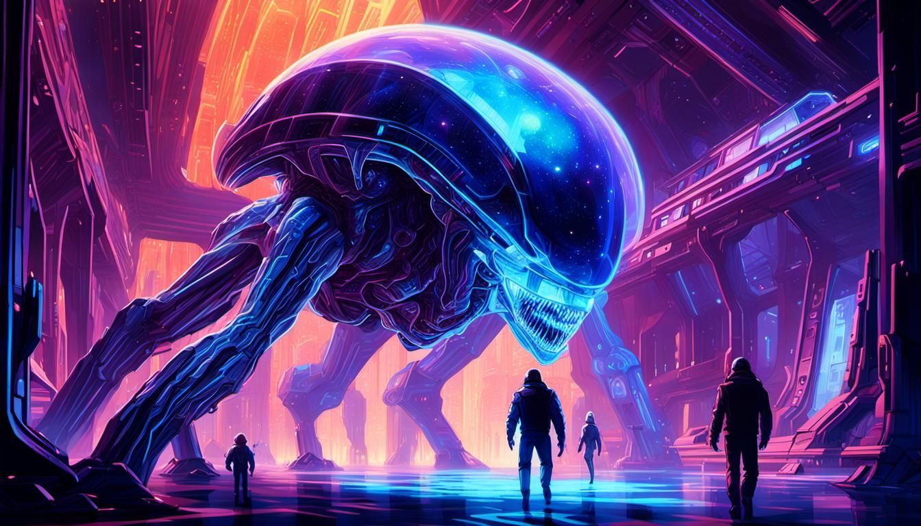 Cosmic Crystal Entities in Hyperspace: Sci-Fi Concept Art