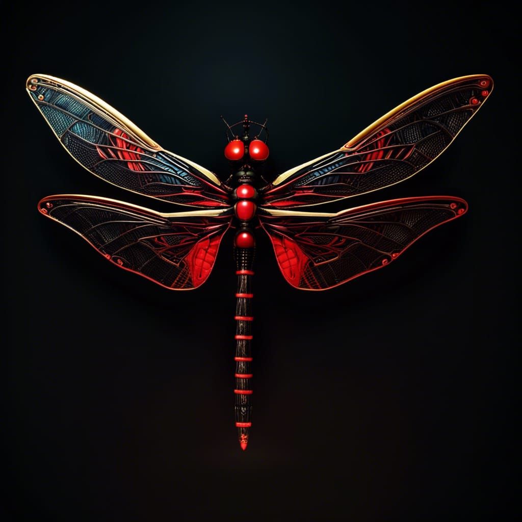 Mythical Steelpunk Dragonfly with Leather Wings
