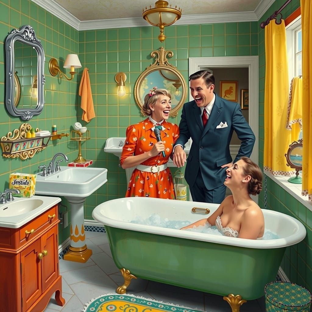 Bizarre bathroom scenes.