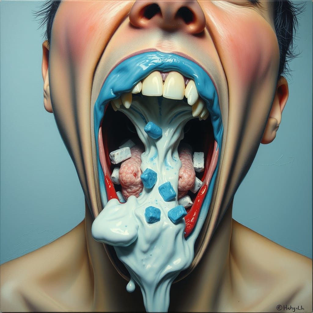 Surreal Energy Release: Melting Proteins as Oil Painting