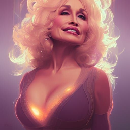 Dolly Parton Portrait in Art Nouveau Style