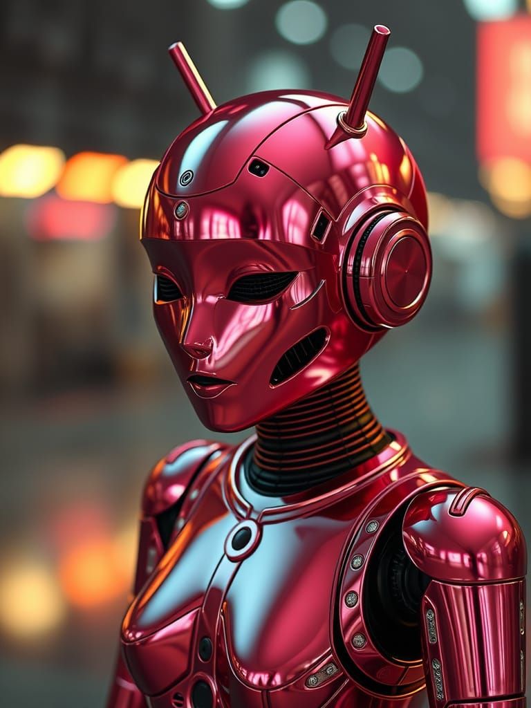 Weeping Rose-Tinted Android in Metallic Sheen