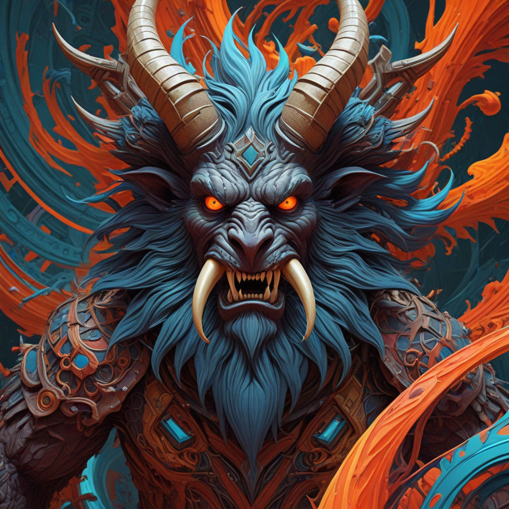 Krampus Unleashes Cyberpunk Havoc in a Blazing Town