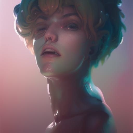 Fuzzy Mercury Creature Portrait in Detailed Digital Art