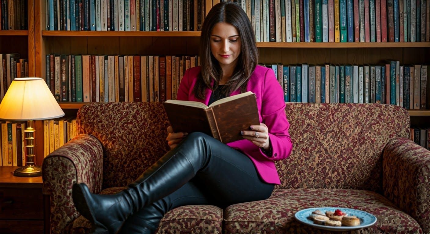 Cozy Reading Moment in Warm, Whimsical Style