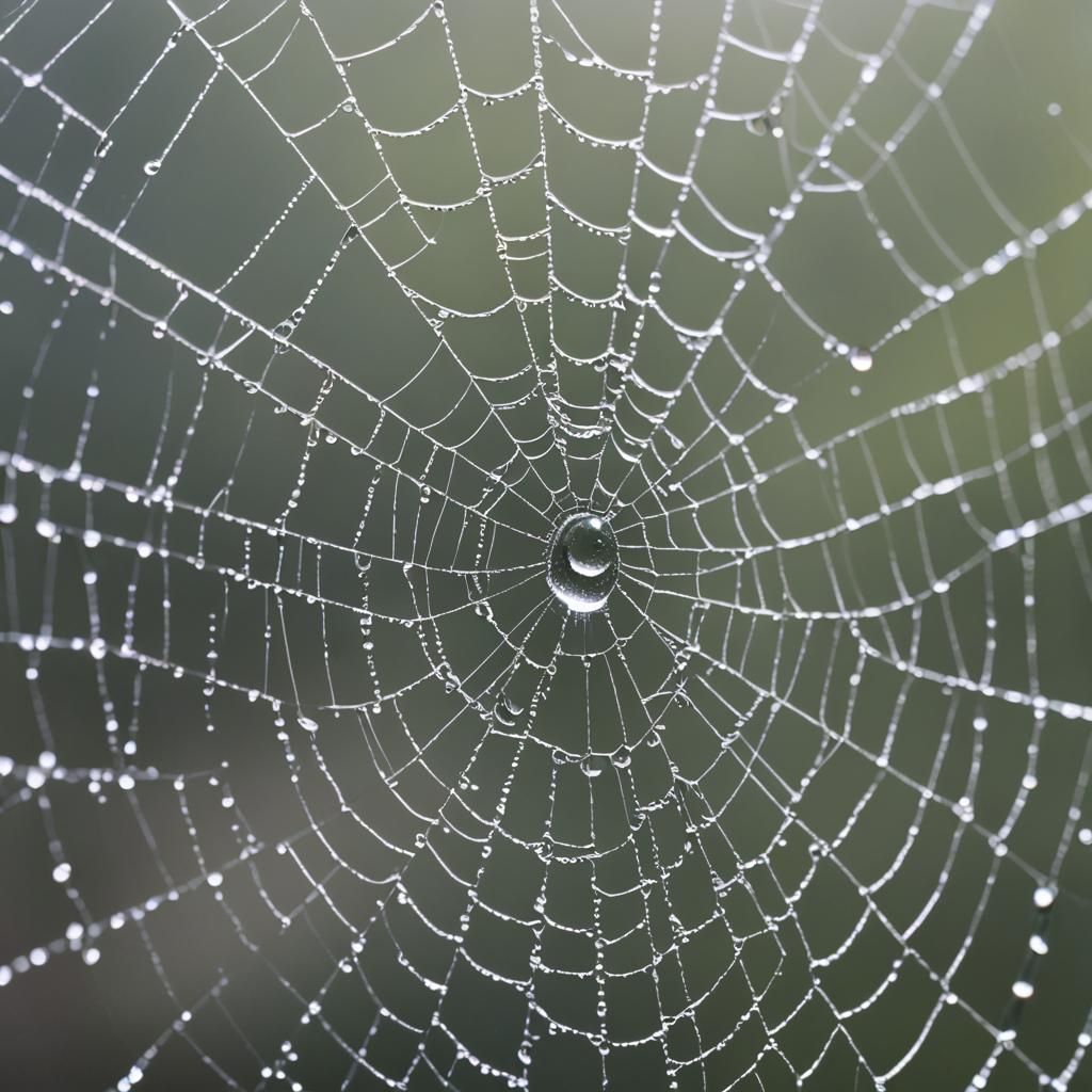 Hyperrealistic Water Droplet on Spider Web
