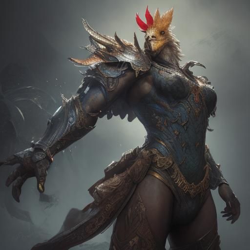 Chicken in Suit: Hyperrealistic Office Concept Art