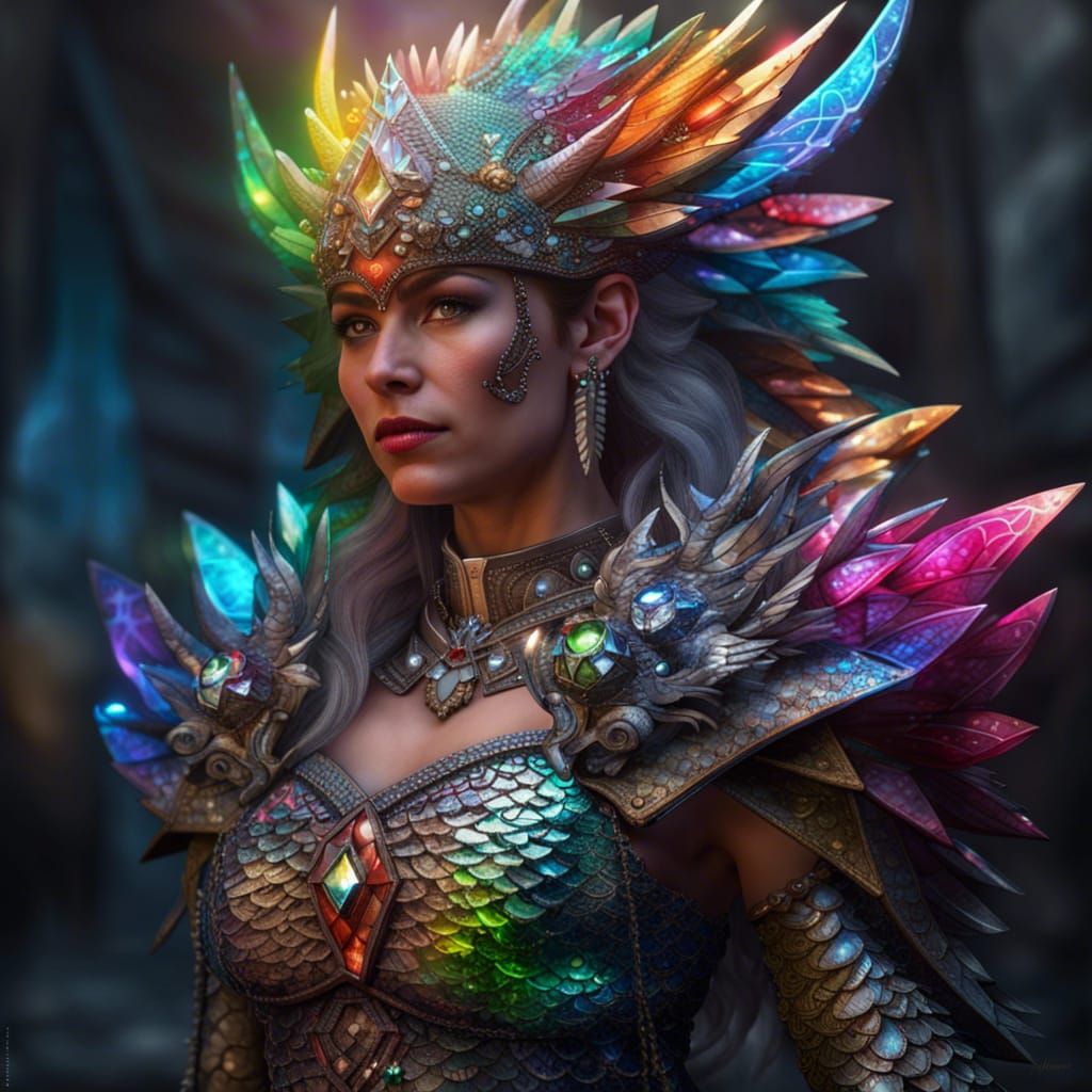 Rainbow Dragon Princess with Crystal Headdress