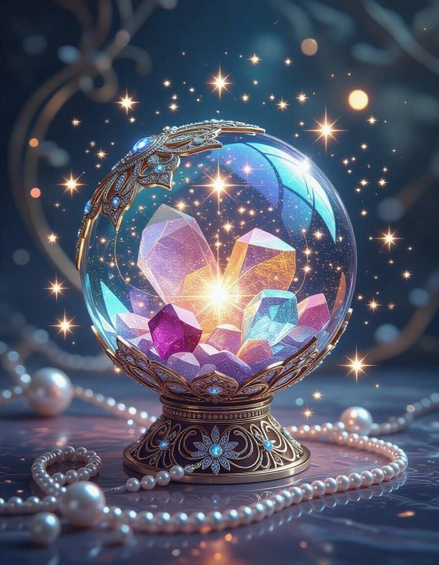 Cosmic Crystal Stars Adorn Celestial Scene