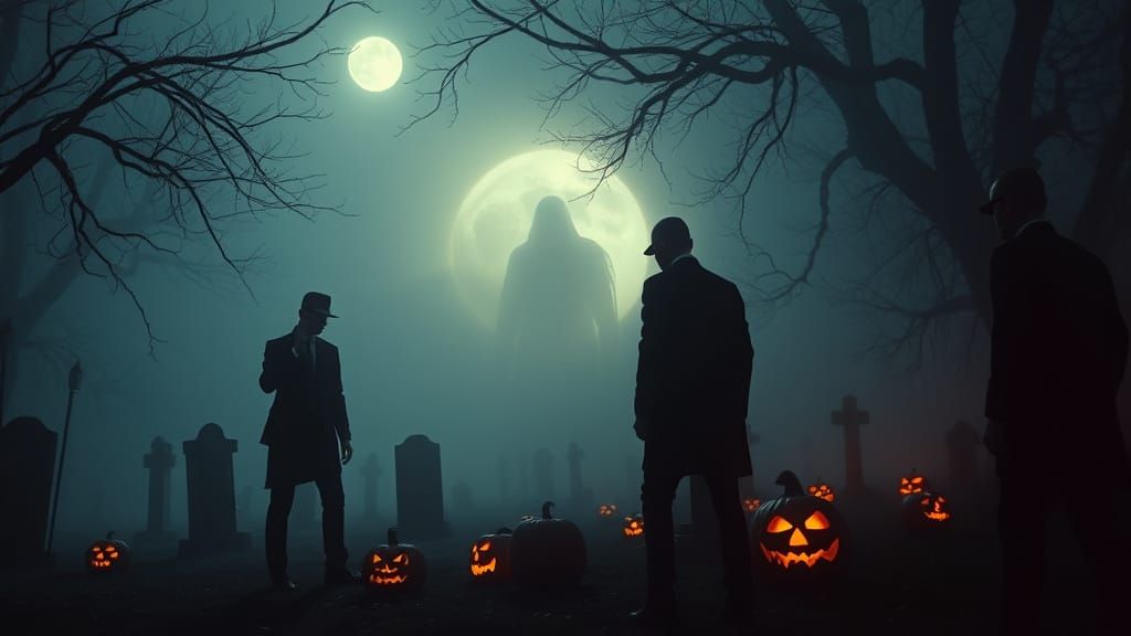Men in Black Investigate Glowing Anomaly in Misty Graveyard
