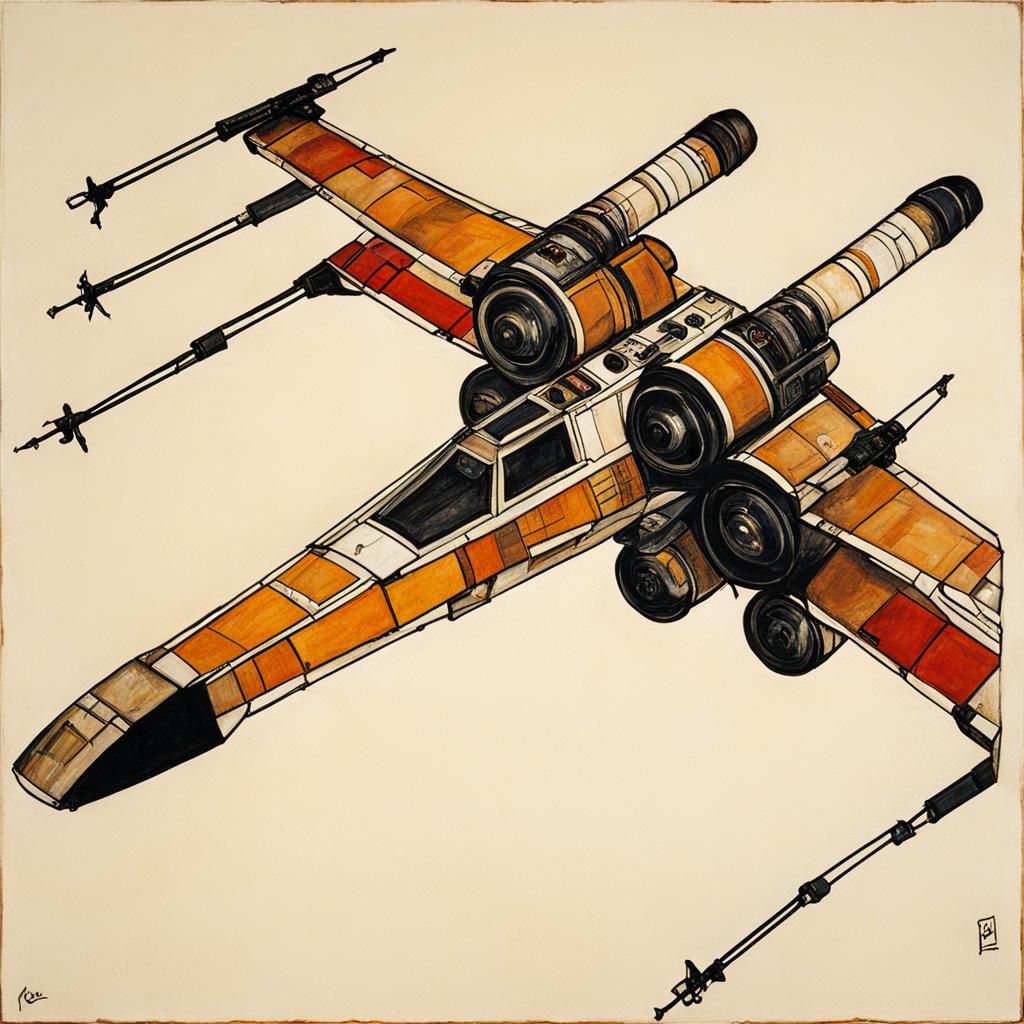 X-Wing Fighter in Expressionist Style