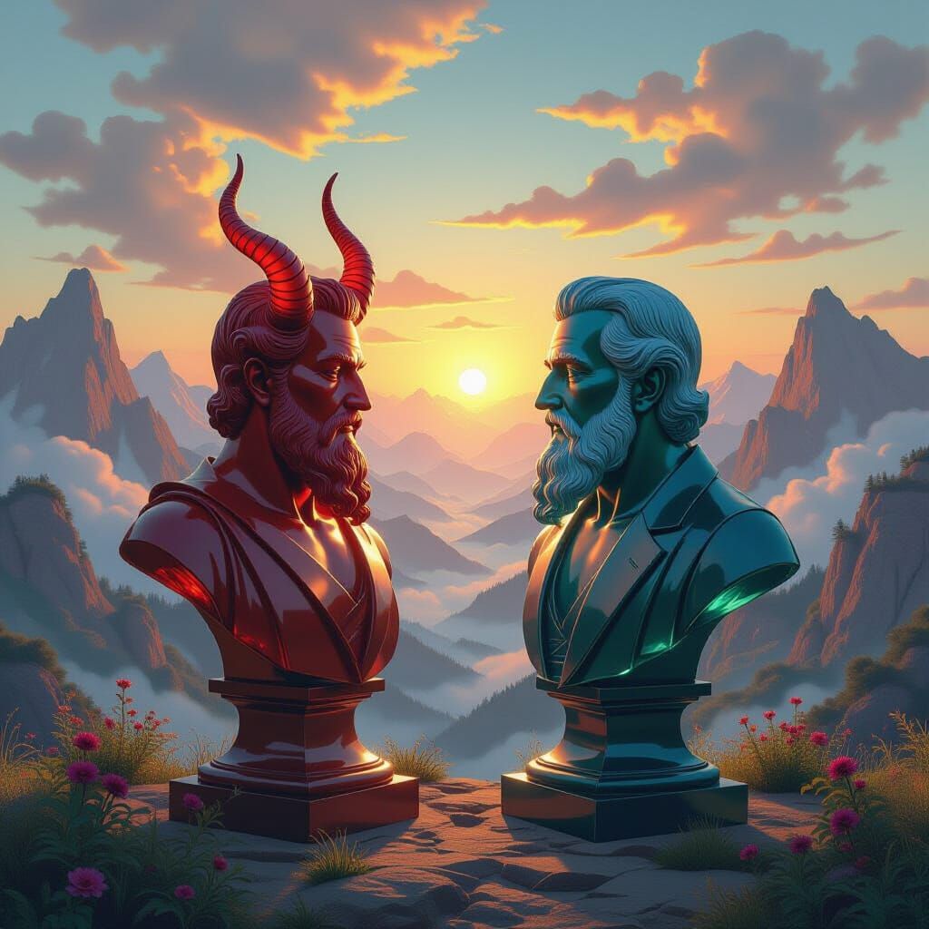 Crystal Busts in Surreal Dreamscape