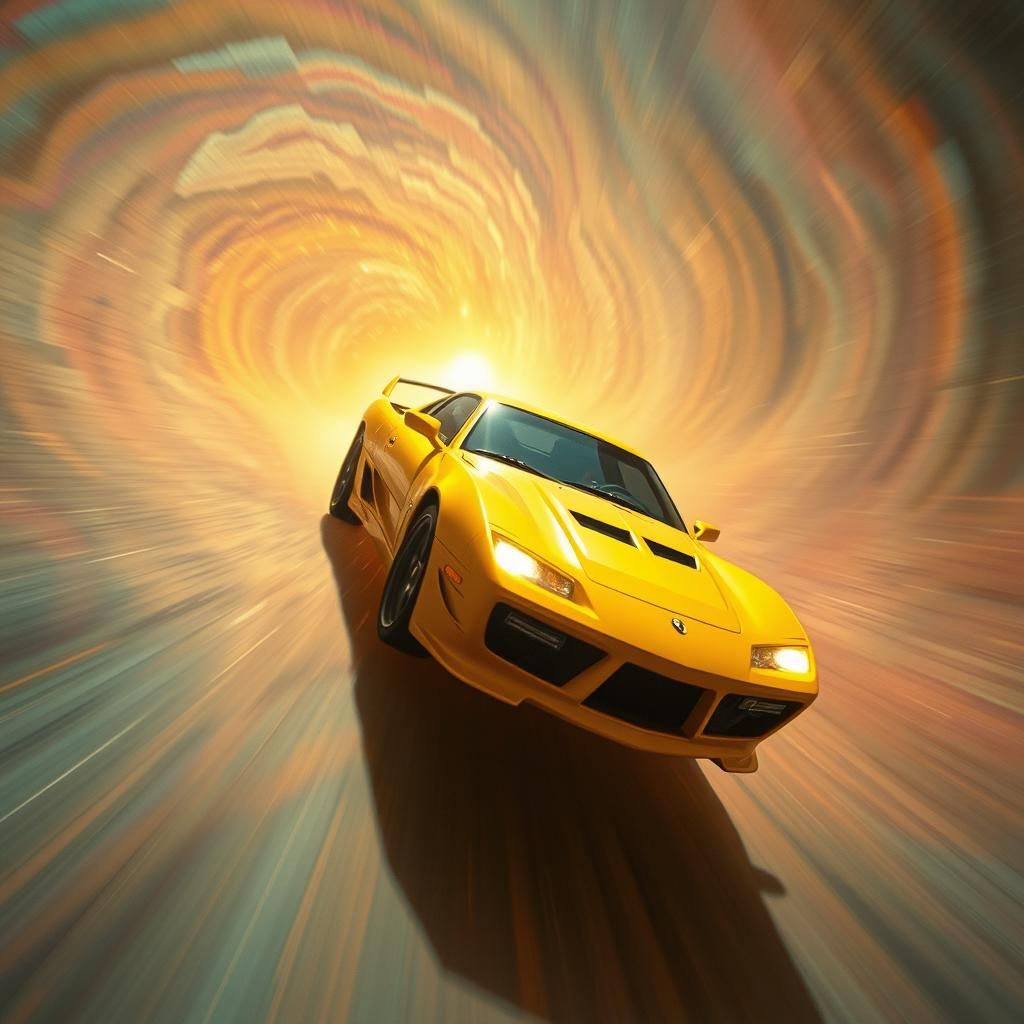 Bright yellow super sonic bursting through the cosmos Cinema...