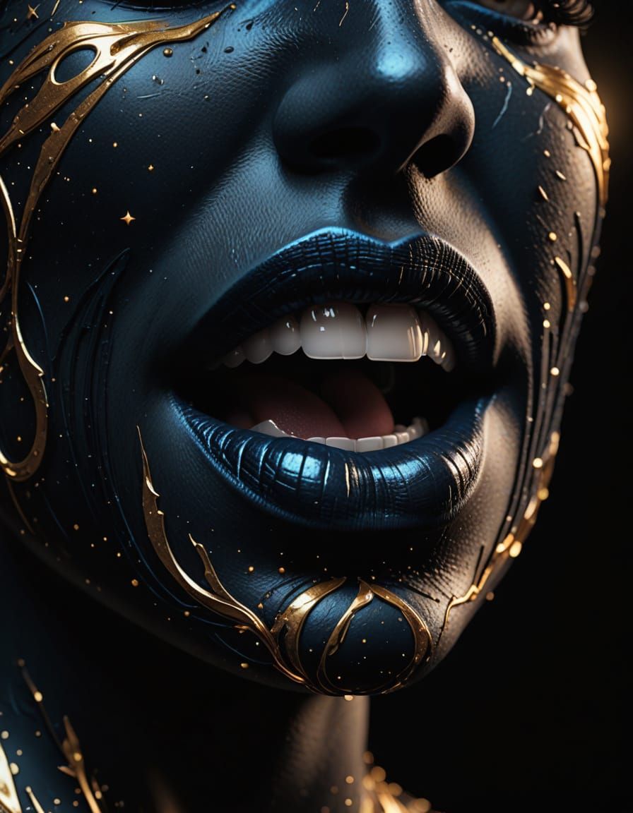 Surreal Cosmic Lips in Velvet Noir