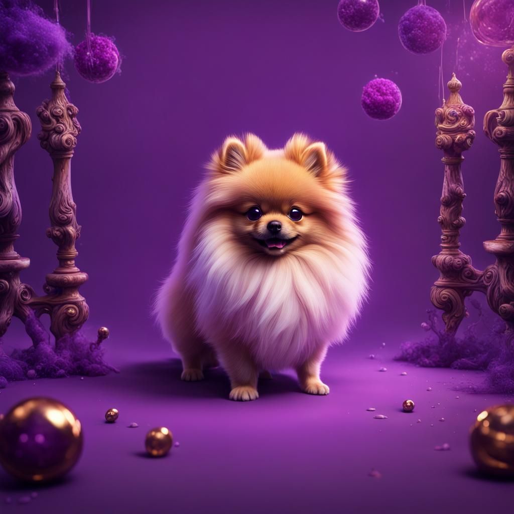 Detailed Pomeranian Matte Painting in Deep Color