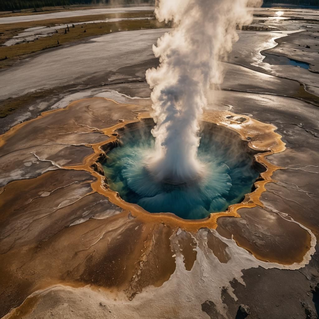 Yellowstone Geyser Eruption: Ansel Adams Inspired Photo