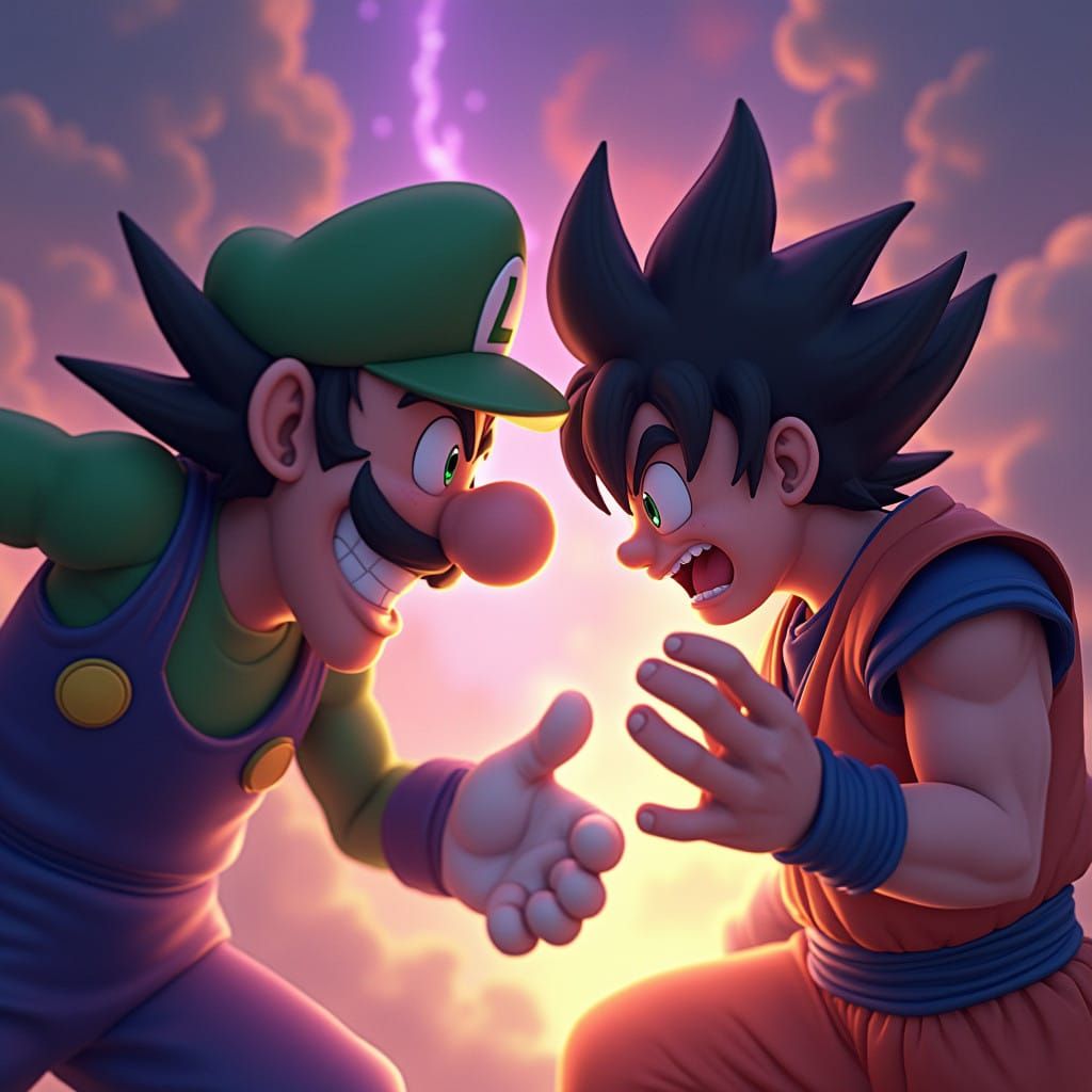 Intense Dark Fantasy duel in Cyberpunk Art