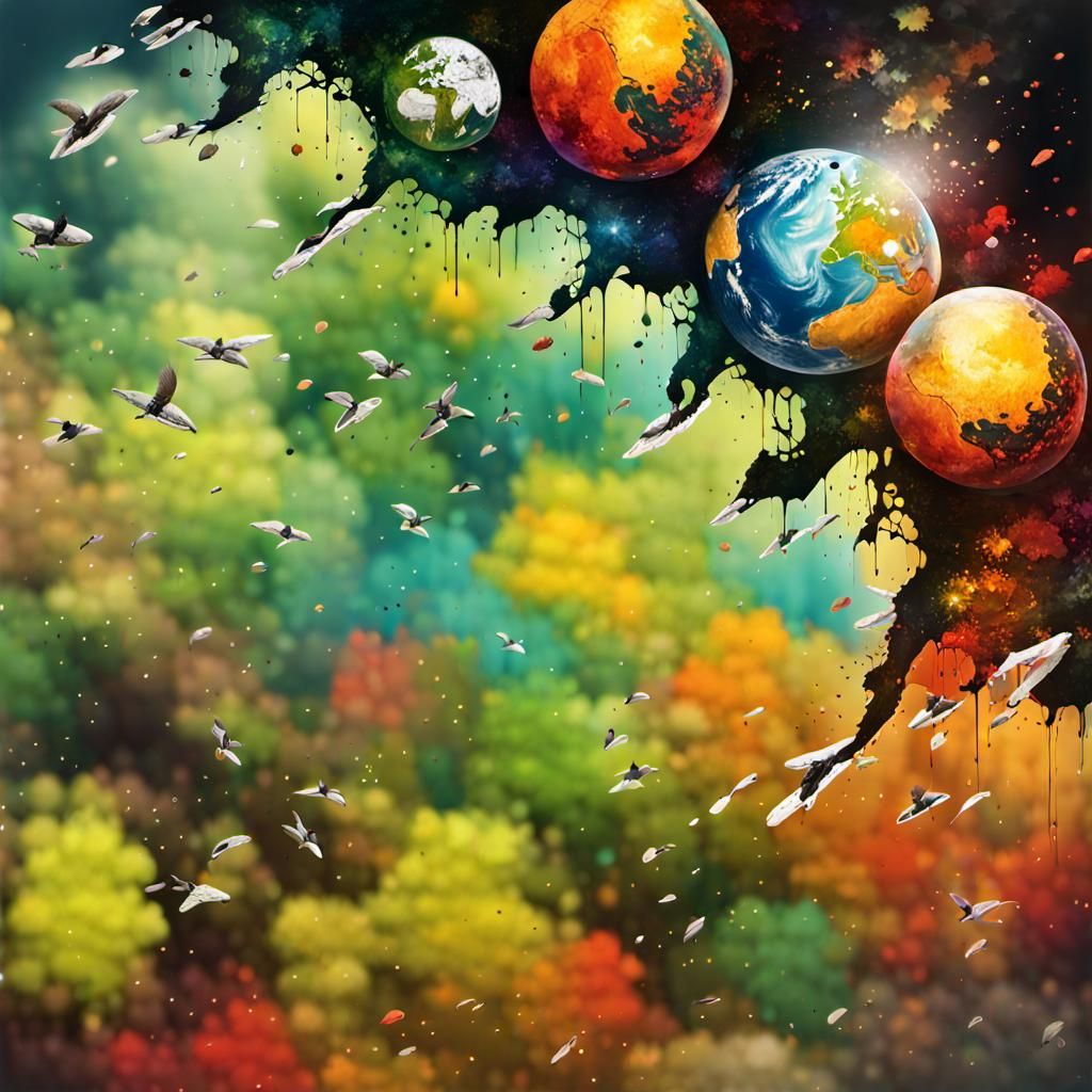 Four Seasons Sphere in Street Art Style