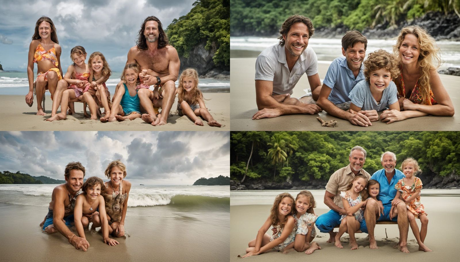 Family Fun on Tropical Beach in Costa Rica