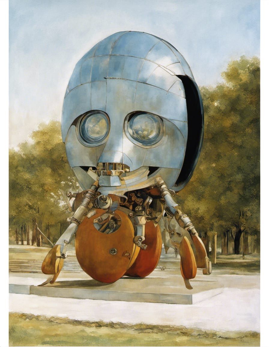 Art Deco Sci-Fi Landscape with Spaceships