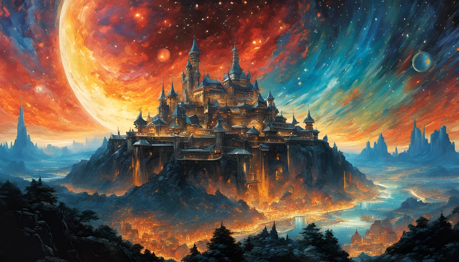 Glass Castle in Space: Epic Fantasy Art